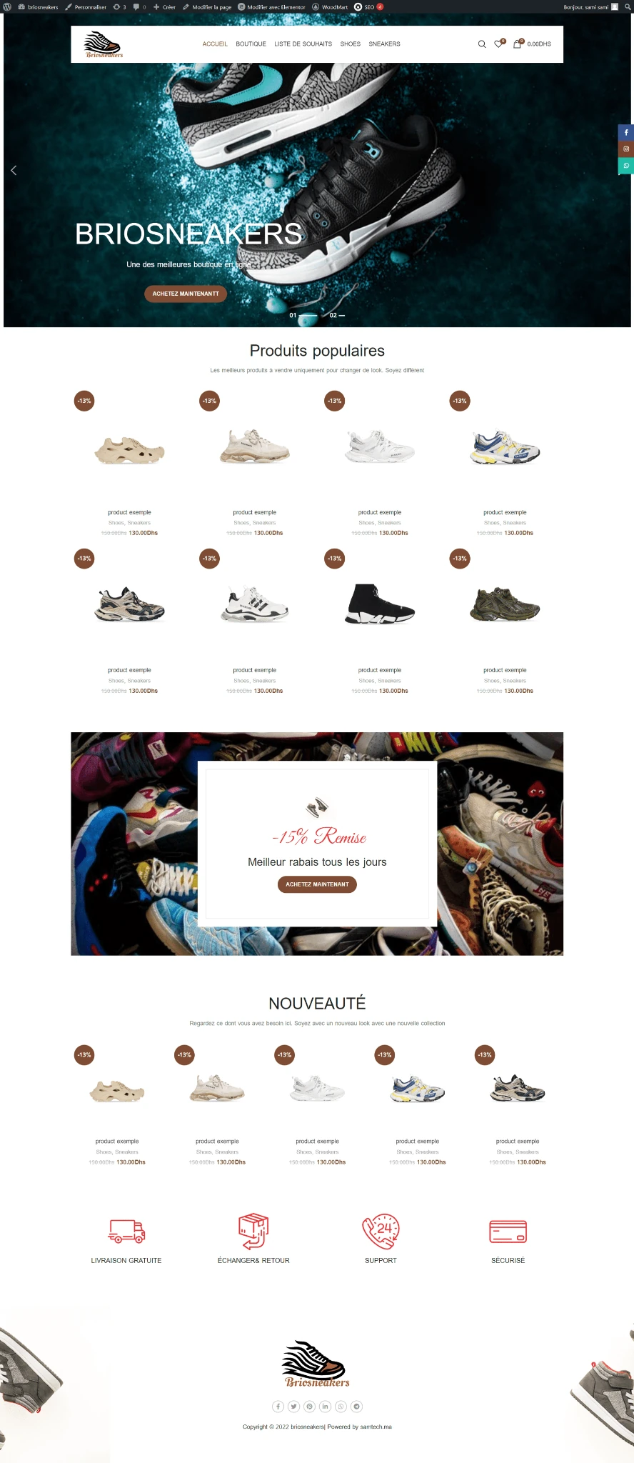 Aperçu de la boutique de chaussures Brio Sneakers réalisée par Moul Projet